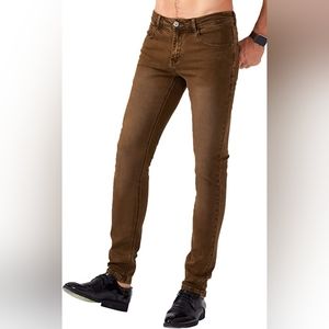 Men's brown slim fit zlz denim jeans